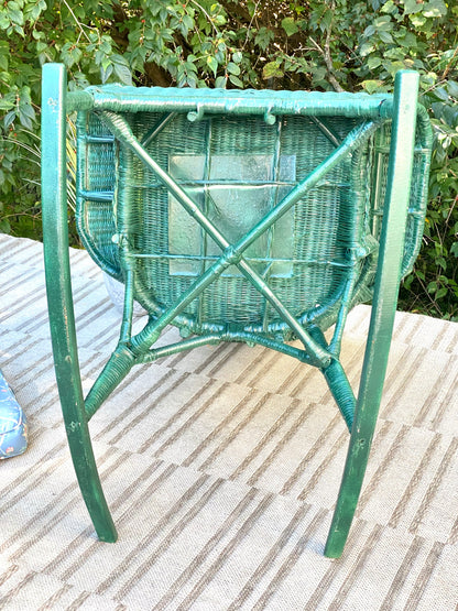 Vintage Peacock Fanback Wicker Rocking Chair