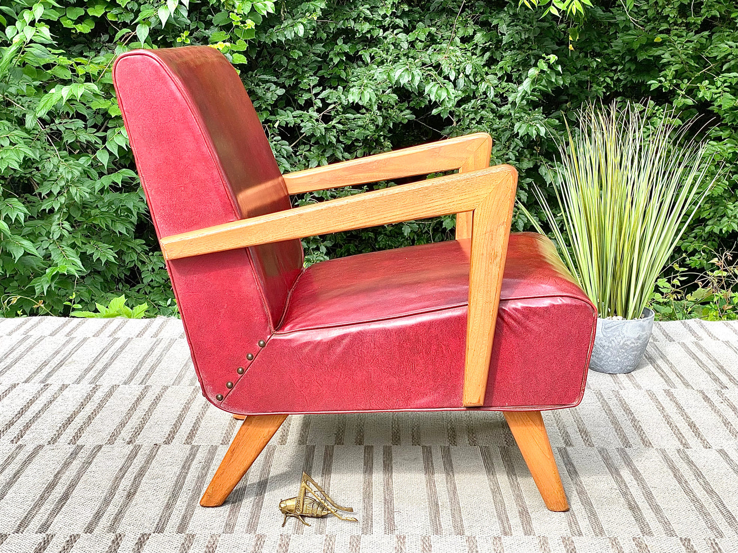 Vintage MCM Paoli Red Vinyl Rocker Chair
