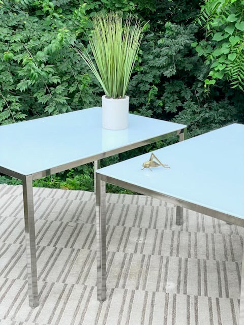 Glass & Chrome Dining Tables - 2 Available