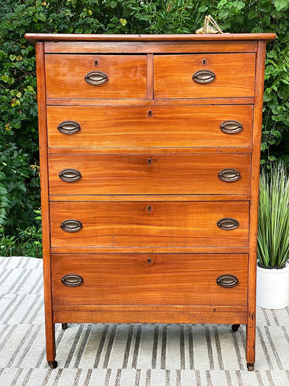 Vintage Painted 6 Drawer Highboy Dresser