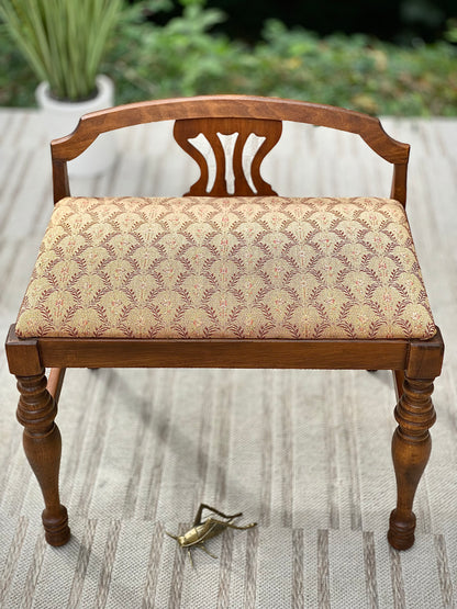 Vintage Wooden Vanity Bench Stool