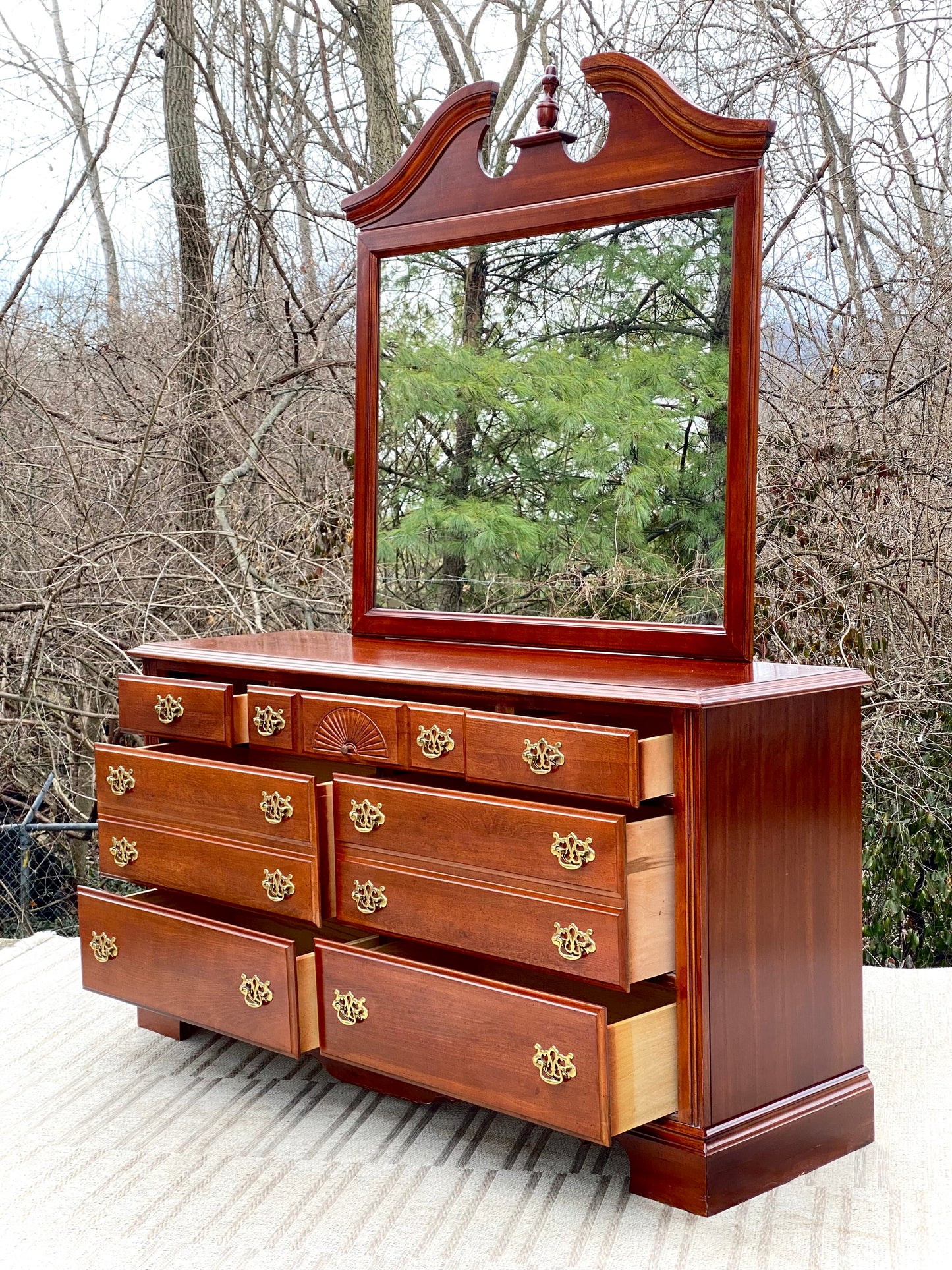 Nice Wooden 7 Drawer Dresser with Mirror