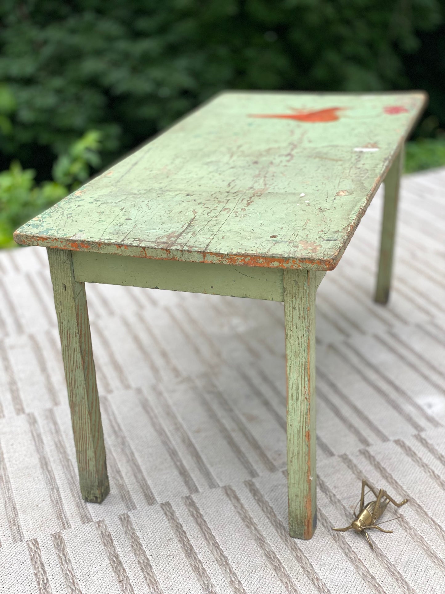 Small Primitive Green Painted Table