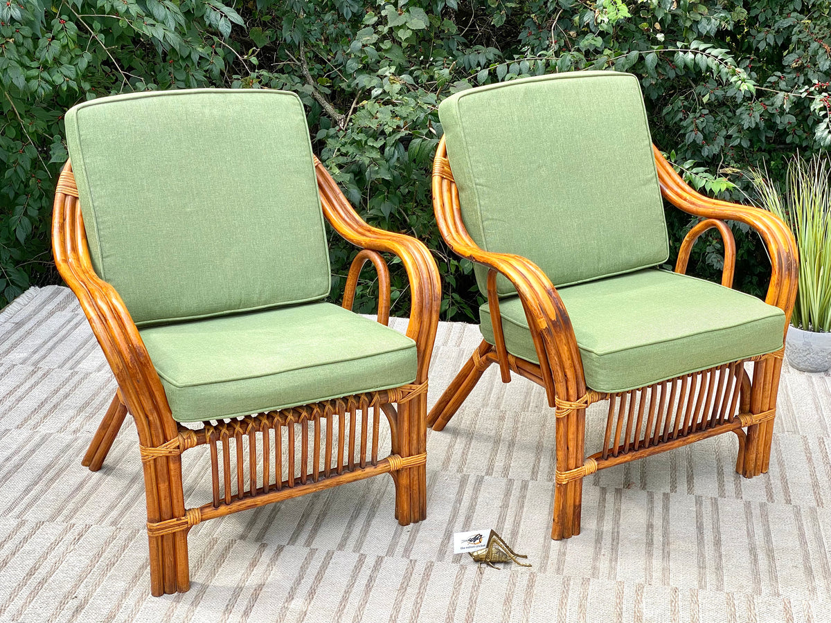 Vintage Pair of Bamboo Rattan Chairs