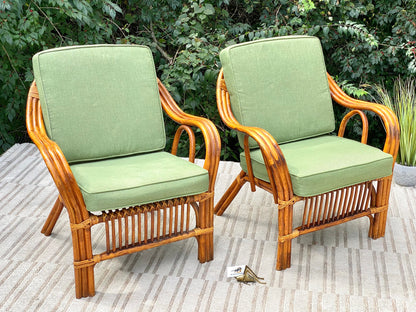 Vintage Pair of Bamboo Rattan Chairs