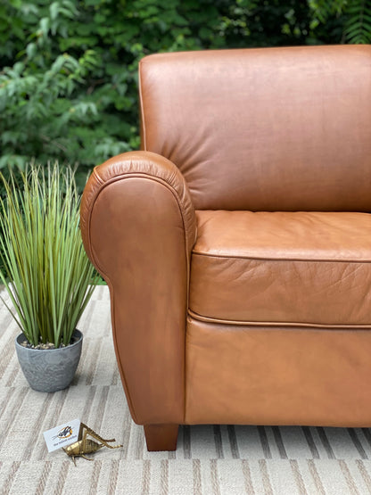 Nice Light Brown Tan Leather Sofa Couch