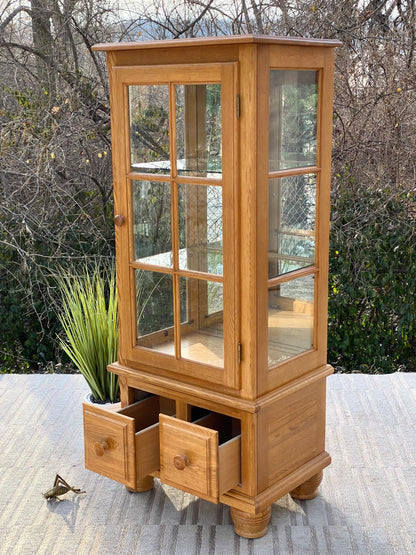Wooden Lighted 2 Drawer Display Cabinet