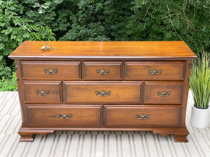 Vintage Wooden Lowboy 8 Drawer Dresser