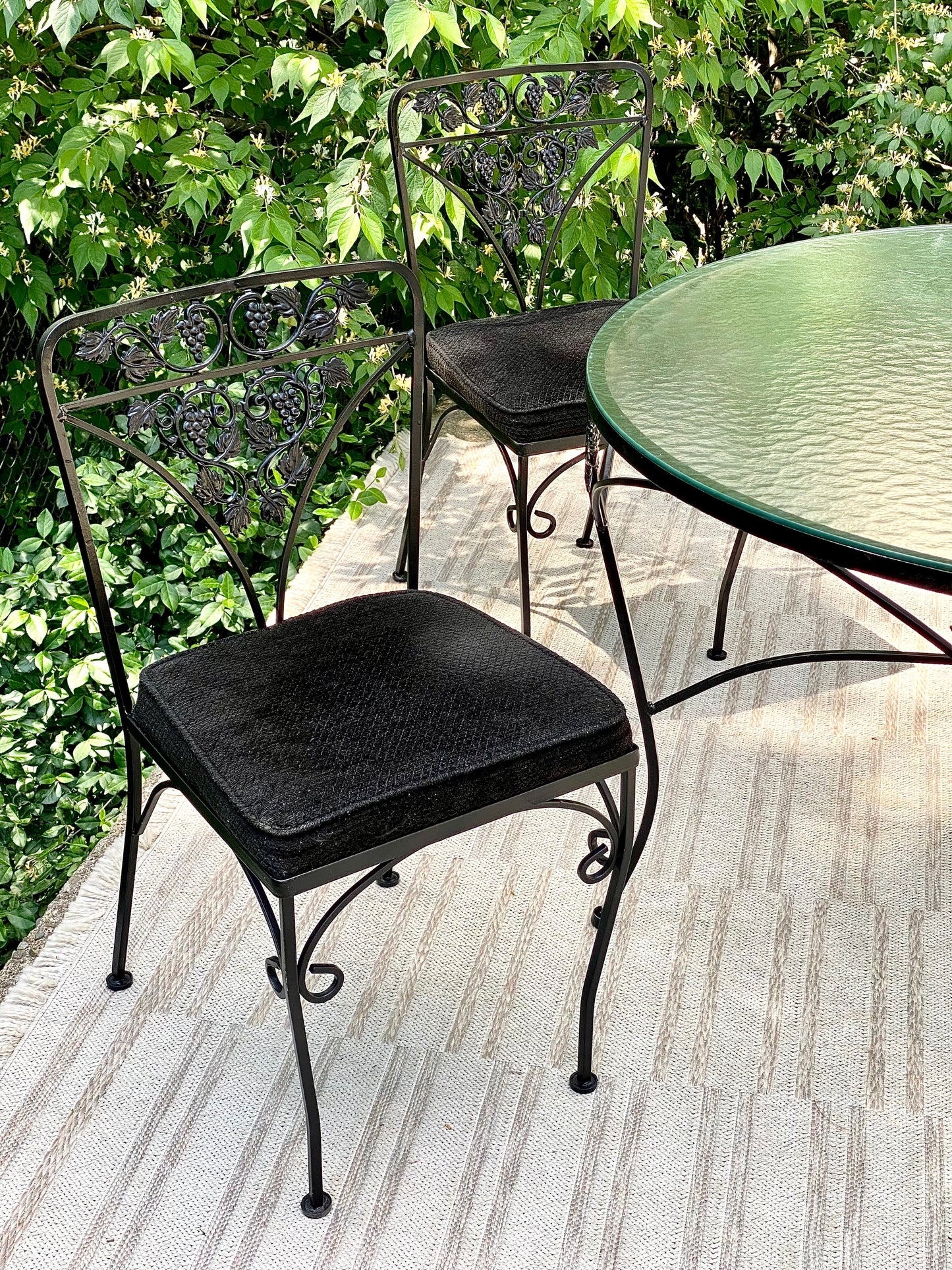 Vintage Woodard Grapevine Glass Top Patio Set