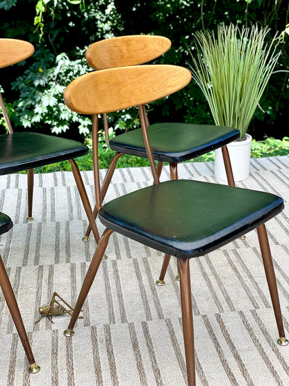 Vintage MCM Vinyl Wood Chairs