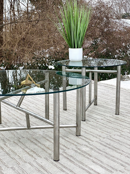 Pair of Metal & Glass Round Tables