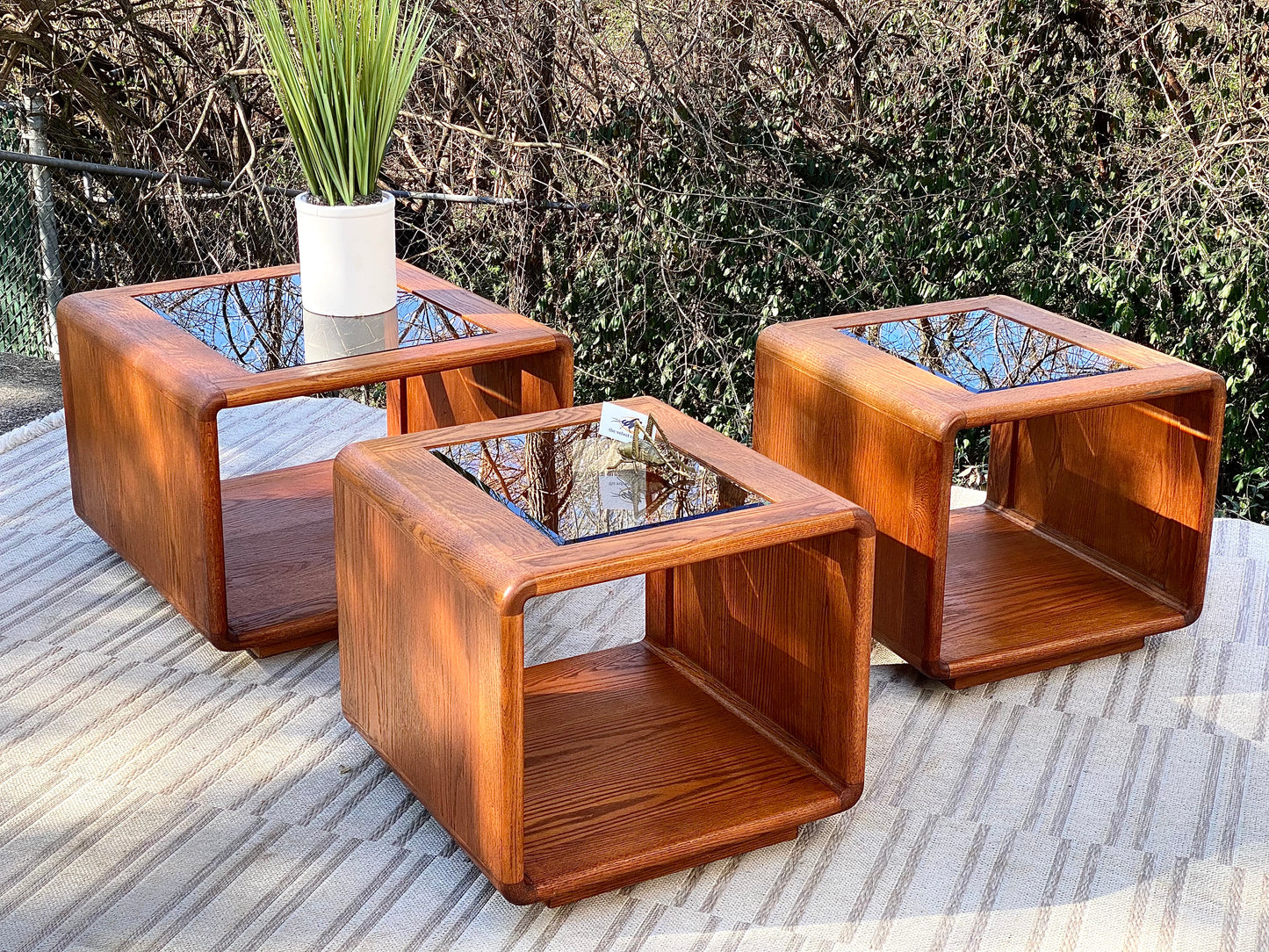 Vintage MCM Mid Century Oak Coffee & Side Tables