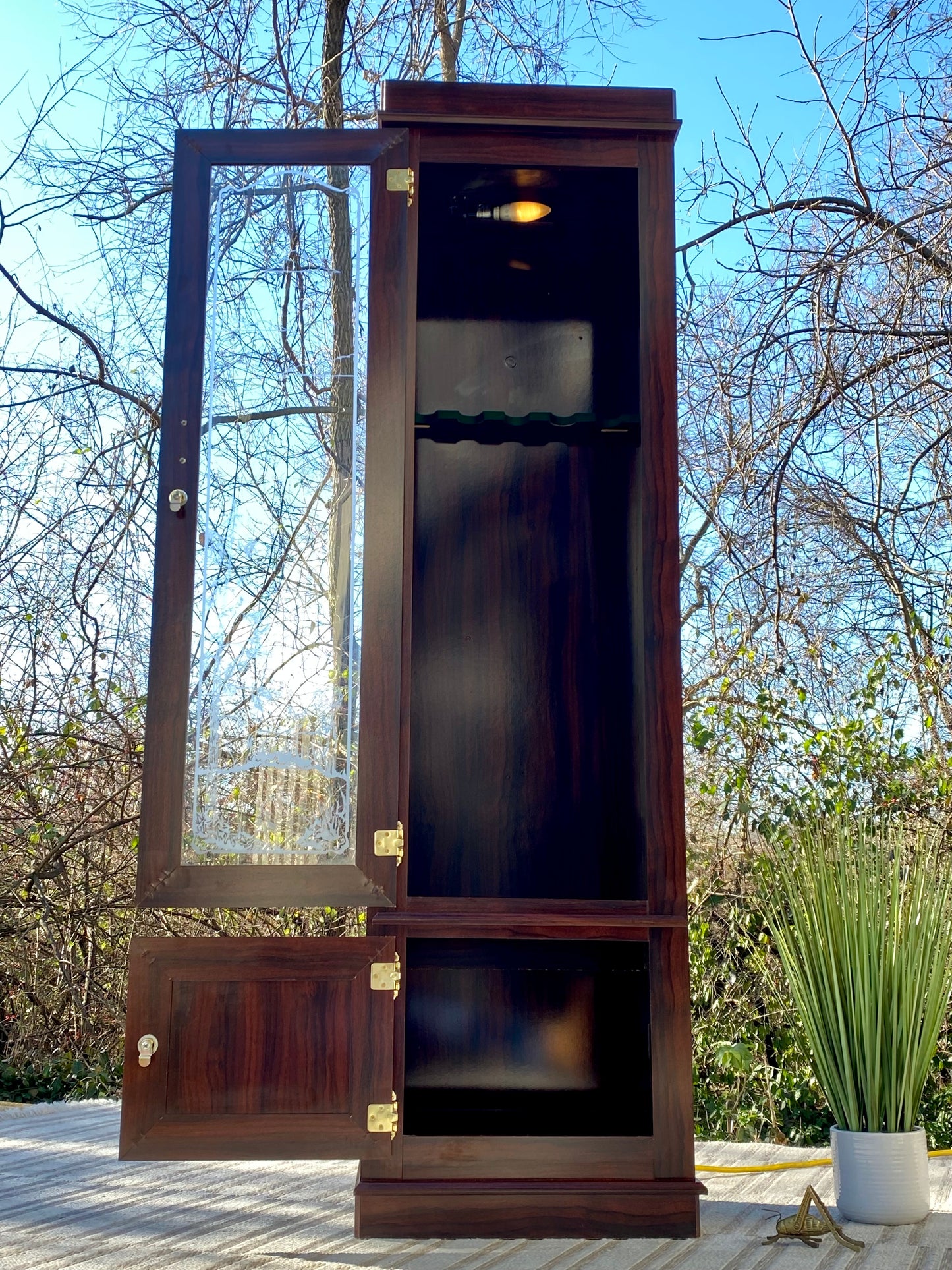 Vintage Wooden Glass Gun Cabinet