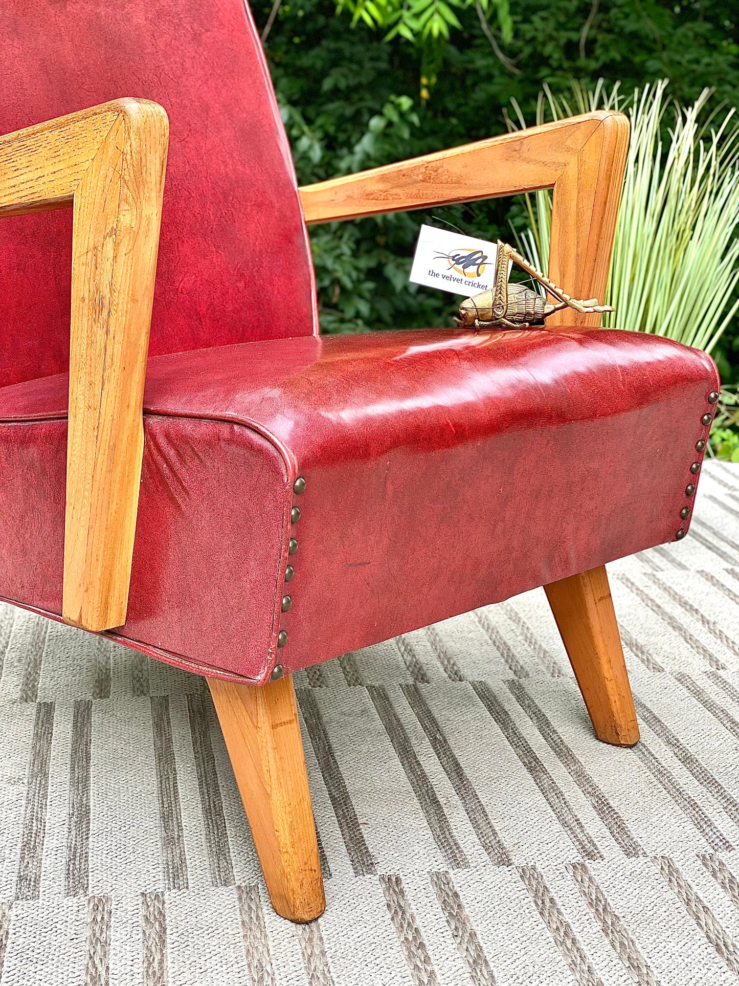 Vintage MCM Paoli Red Vinyl Rocker Chair