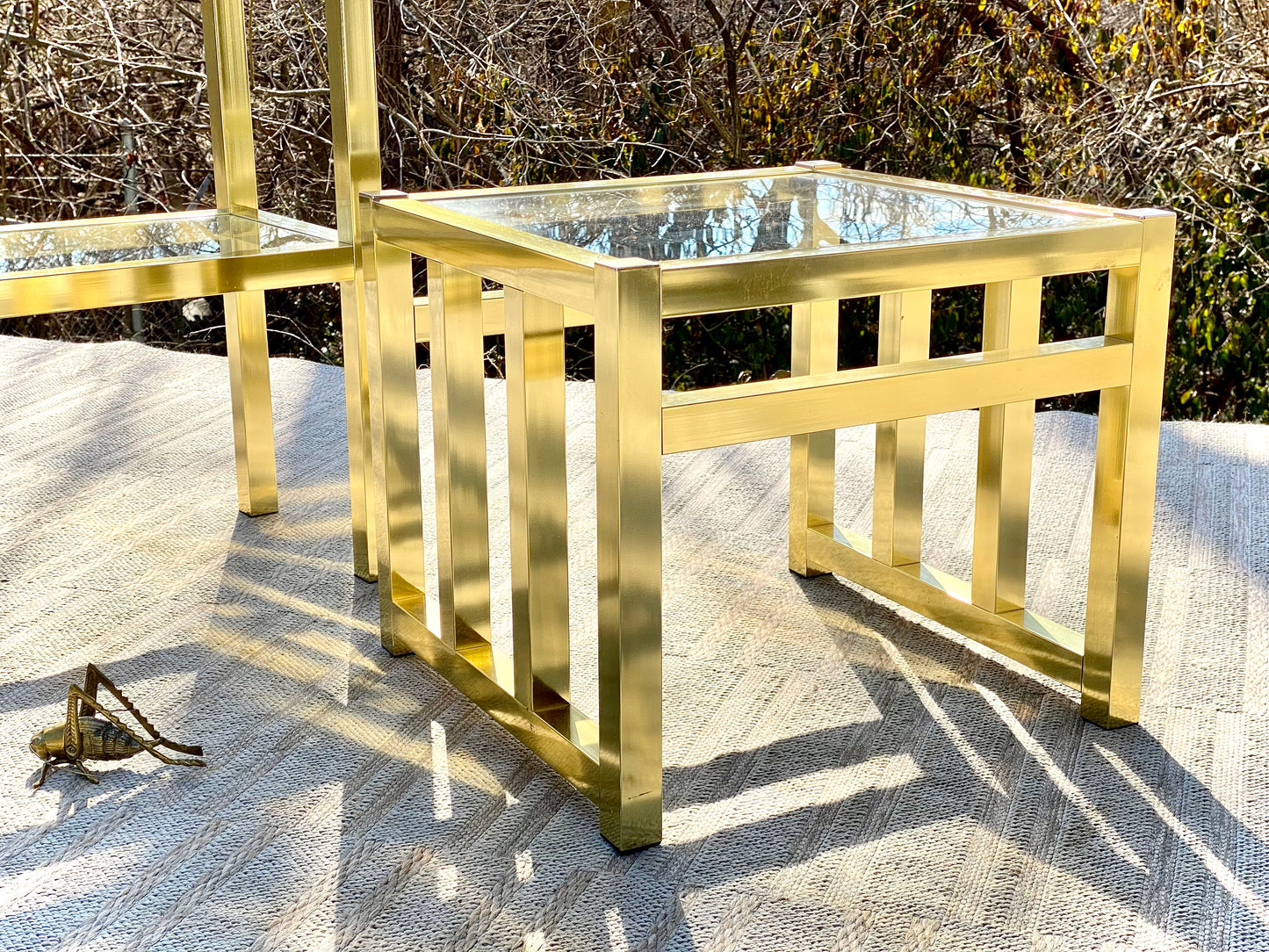 Vintage Pair of Brass MCM Side Tables