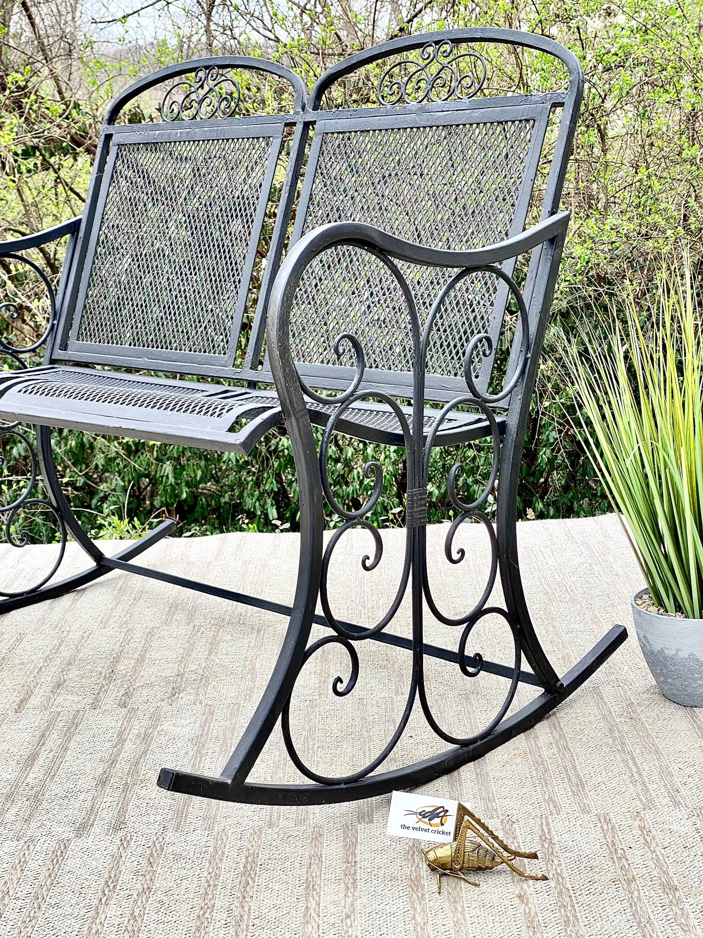 Outdoor Black Metal 2 Seater Rocker