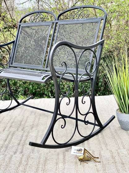 Outdoor Black Metal 2 Seater Rocker