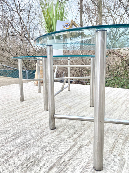 Pair of Glass Metal Tubular Tables