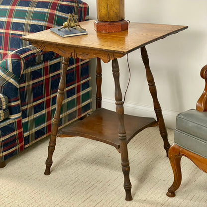 Vintage Oak Plant Side Table