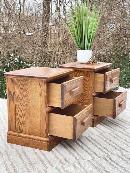 Pair of Vintage Oak Nightstands