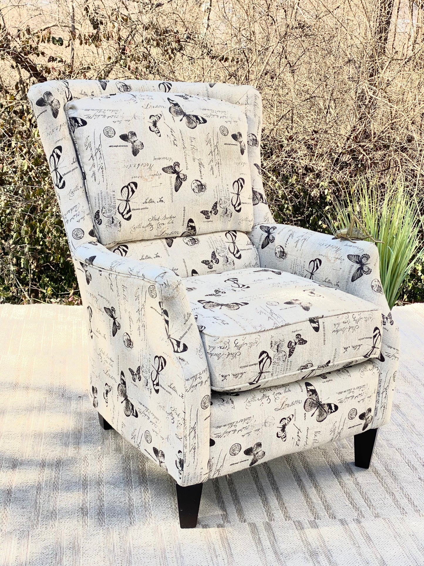 Beautiful Upholstered Butterfly Accent Chair