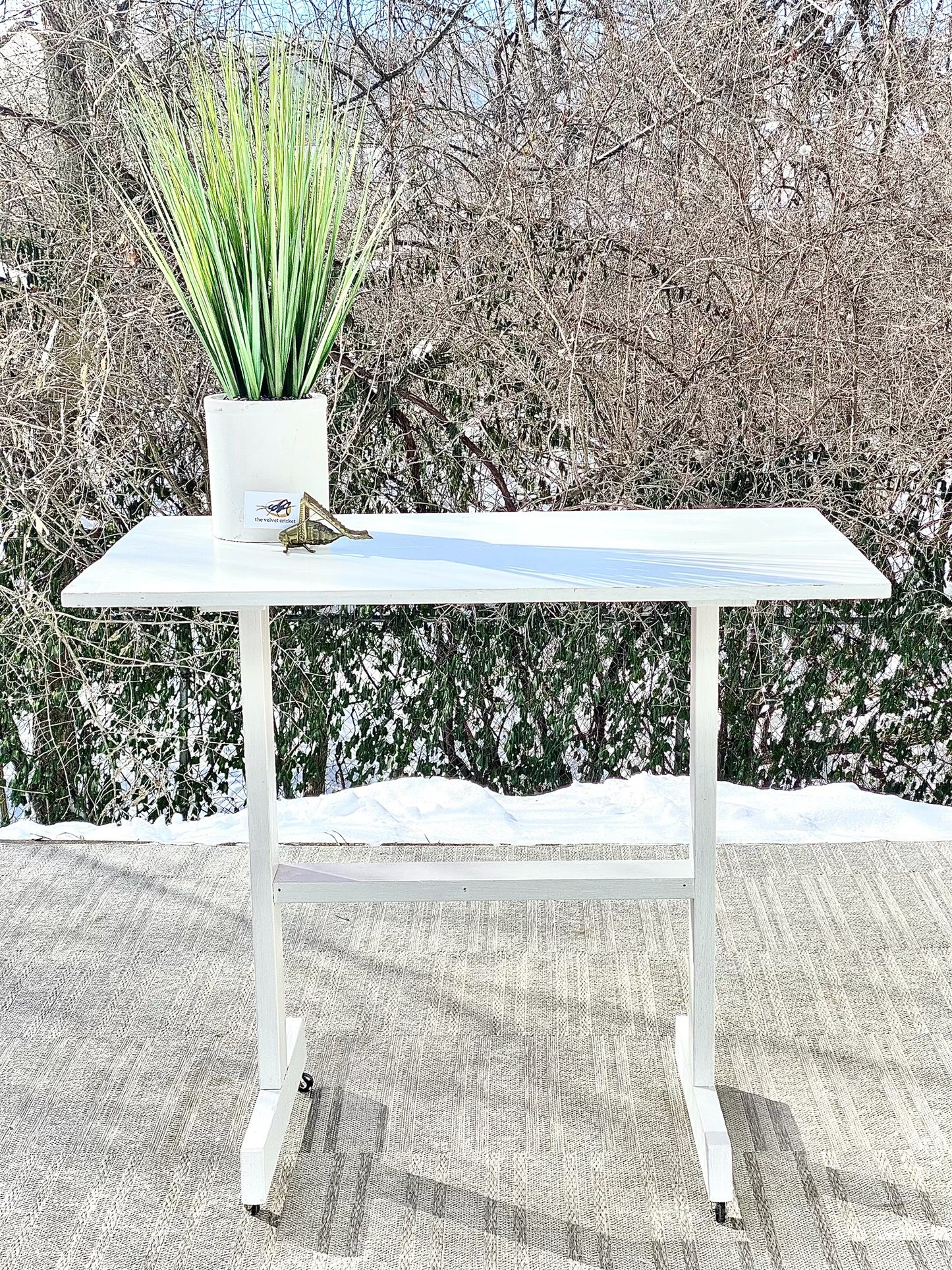 Vintage Wooden Garden Stand on Wheels