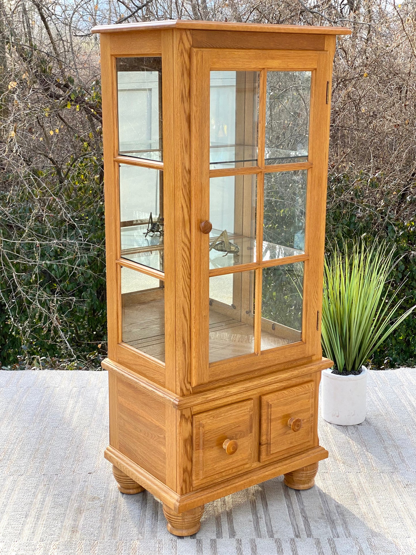 Wooden Lighted 2 Drawer Display Cabinet