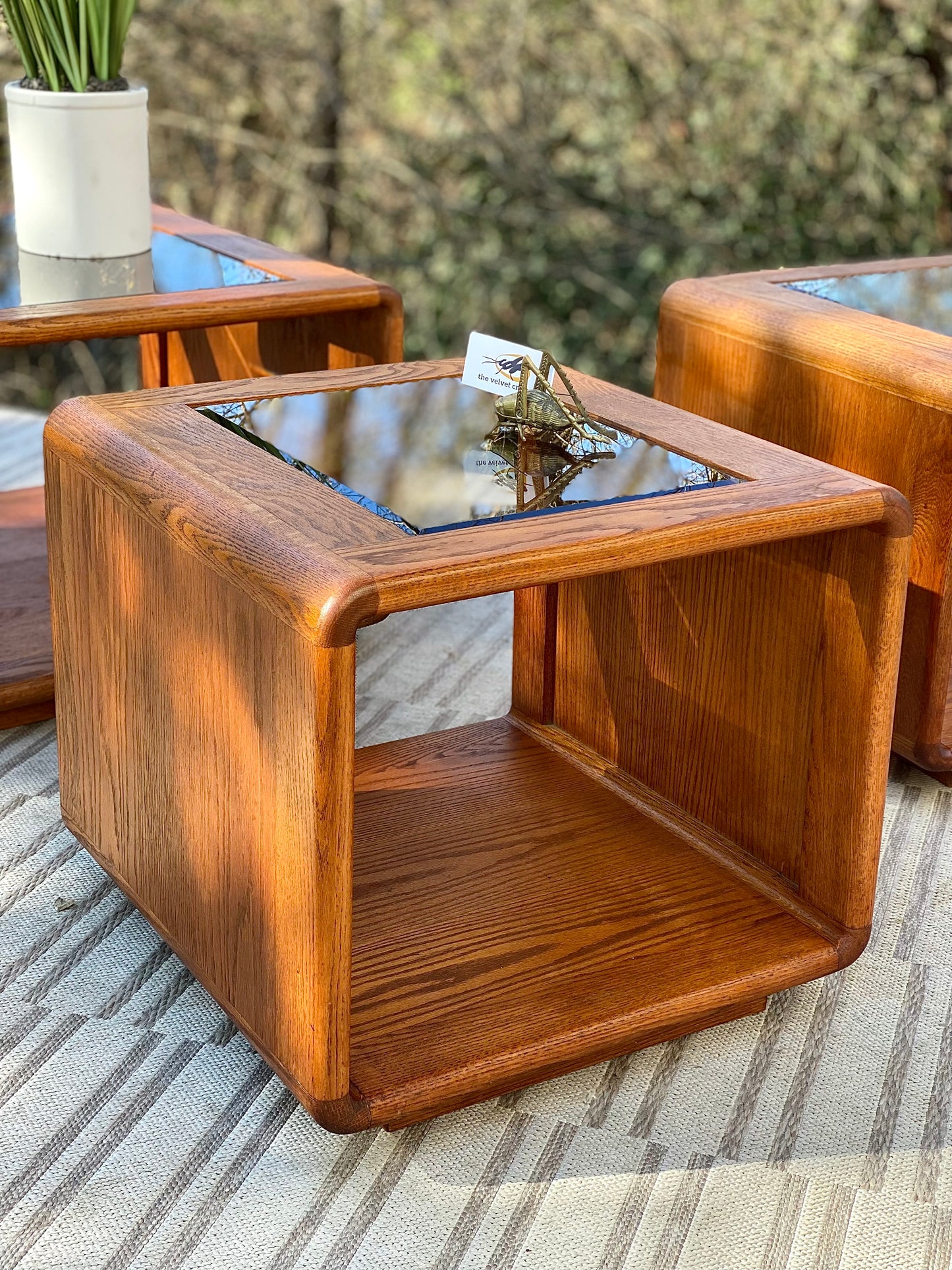 Vintage MCM Mid Century Oak Coffee & Side Tables