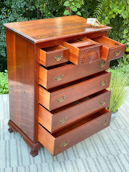 Vintage Solid Mahogany Kling 7 Drawer Highboy Dresser