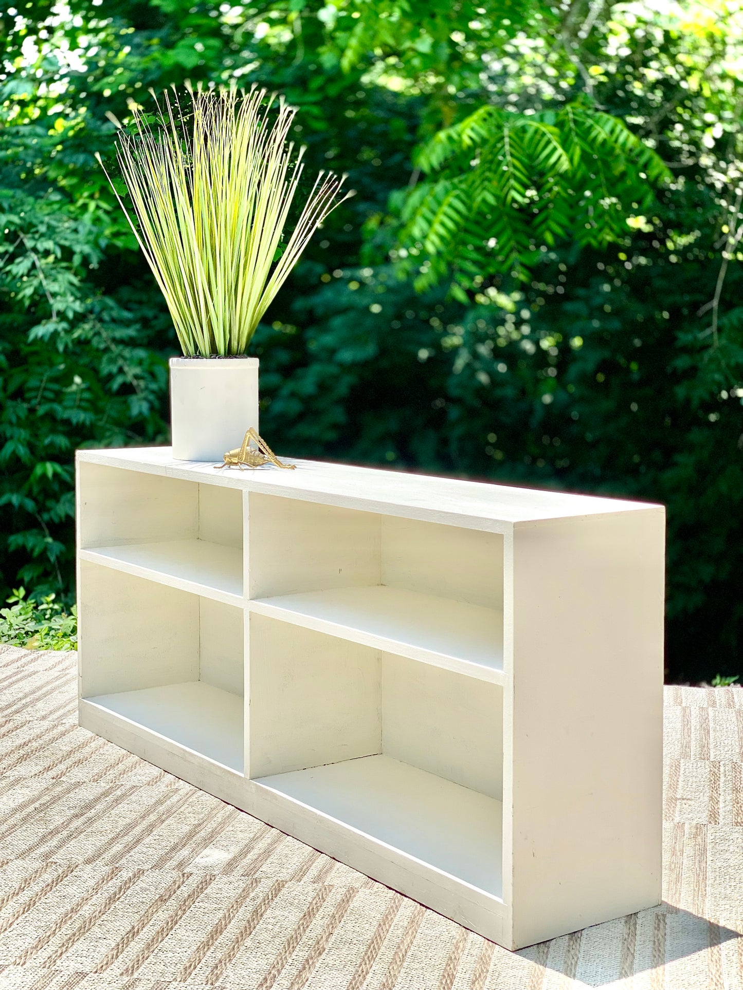 Vintage 2 Tier White Bookshelf