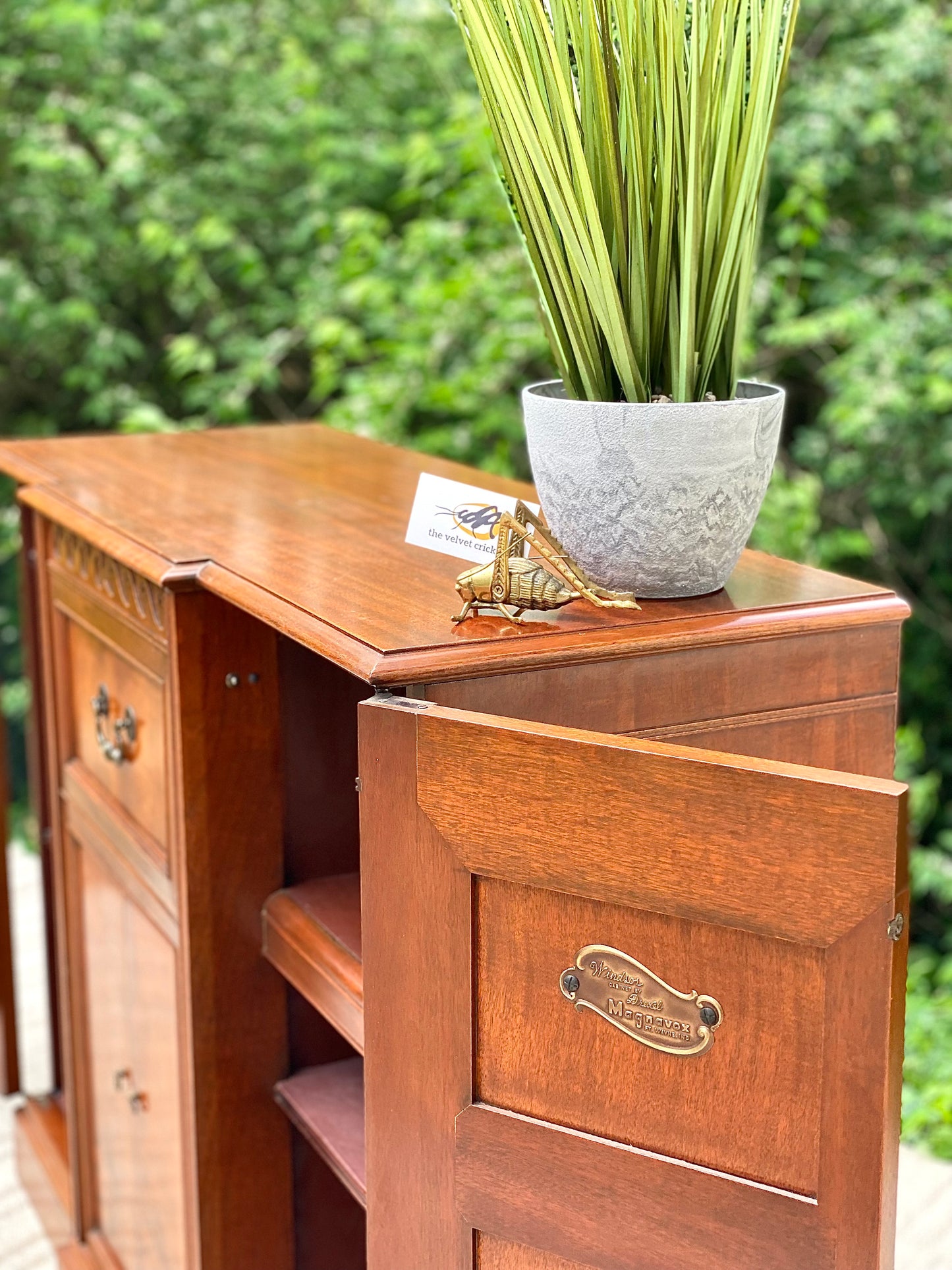 Vintage Windsor Walnut Credenza Cabinet by Drexel