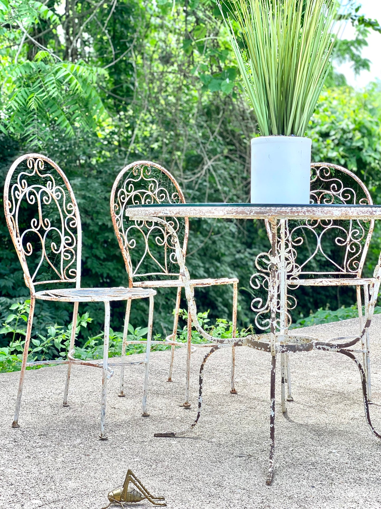 Vintage Rustic Wrought Iron Patio Set
