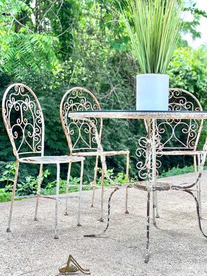 Vintage Rustic Wrought Iron Patio Set