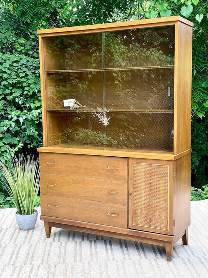 Vintage MCM Wooden Dining Display Hutch