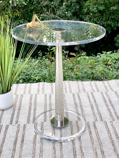 Nice Modern Lucite Chrome Side Table