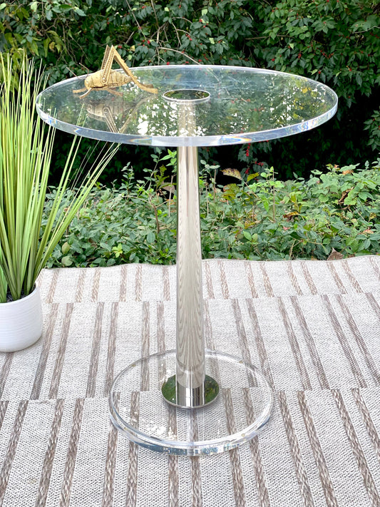 Nice Modern Lucite Chrome Side Table