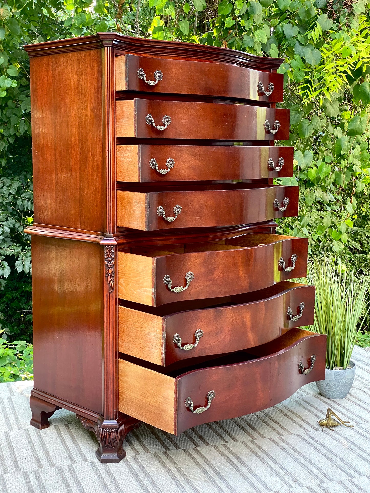 Vintage Wooden 7 Drawer Highboy Dresser