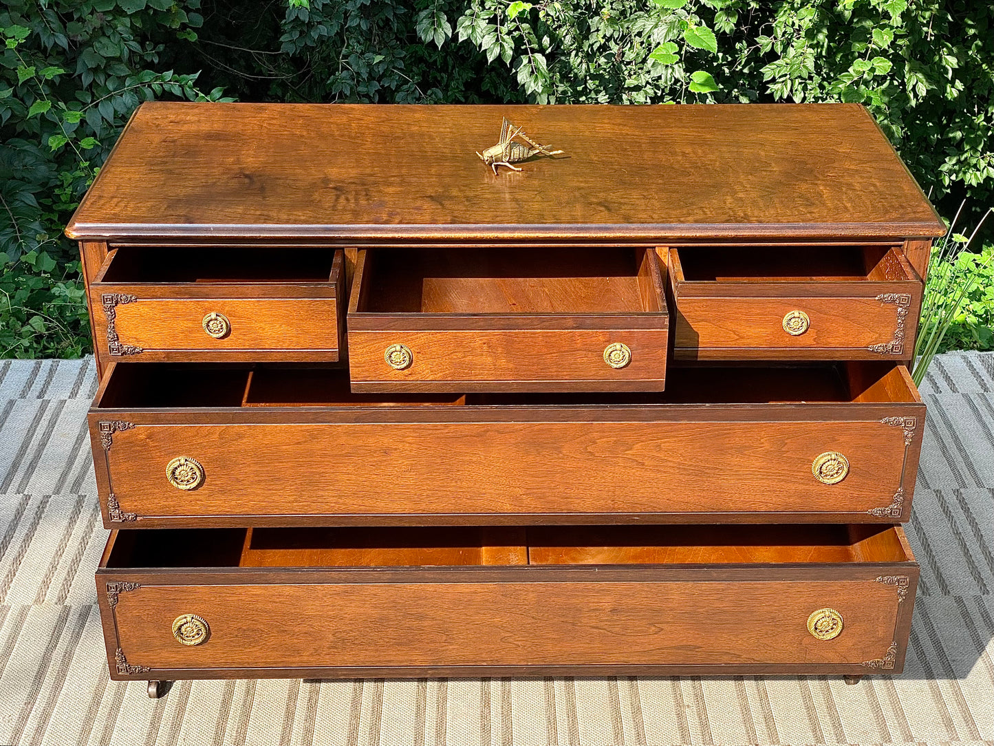 Vintage Wooden Walnut 5 Drawer Dresser