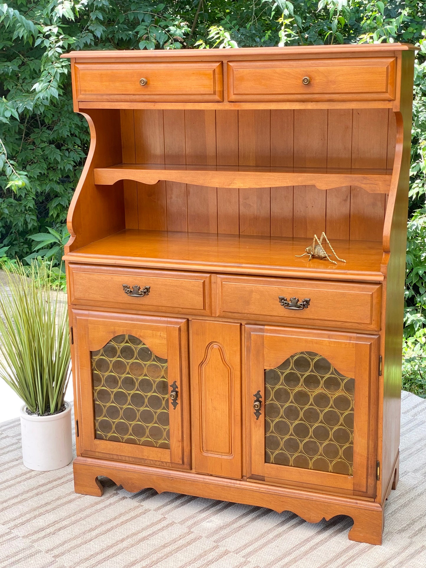 Vintage Maple Serving Hutch Buffet