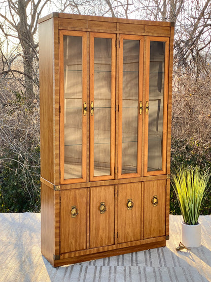 Vintage Drexel Wooden Lighted Hutch