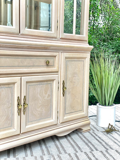 Lighted 2 Piece Wood & Glass Hutch