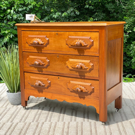 Vintage Wooden Pine Cone 3 Drawer Dresser