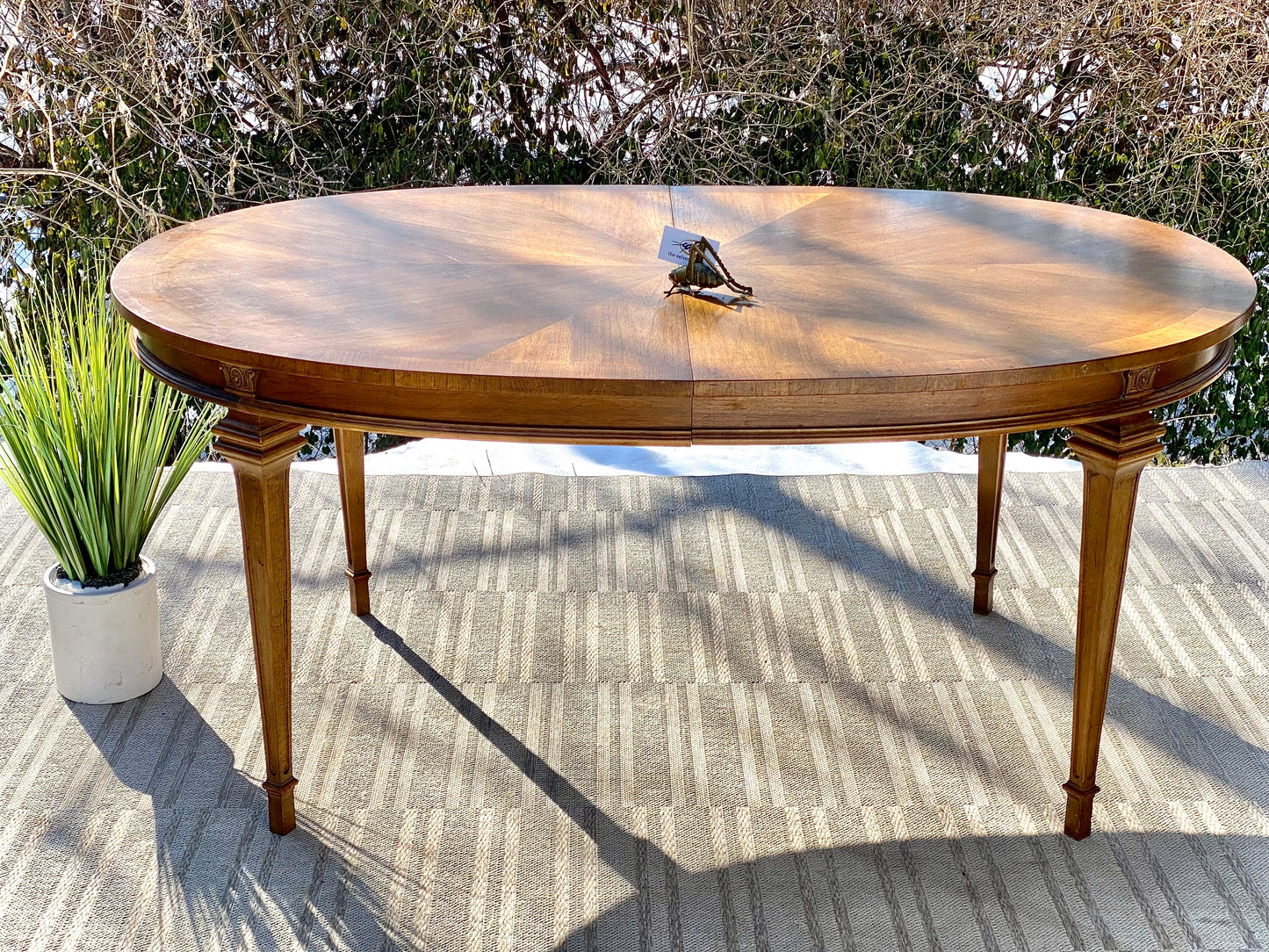 Vintage Wooden Oval Dining Table