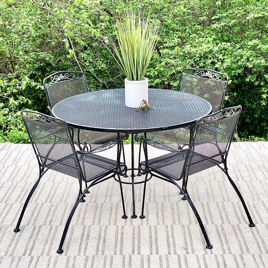 Vintage Woodard Style Black Iron Outdoor Patio Set