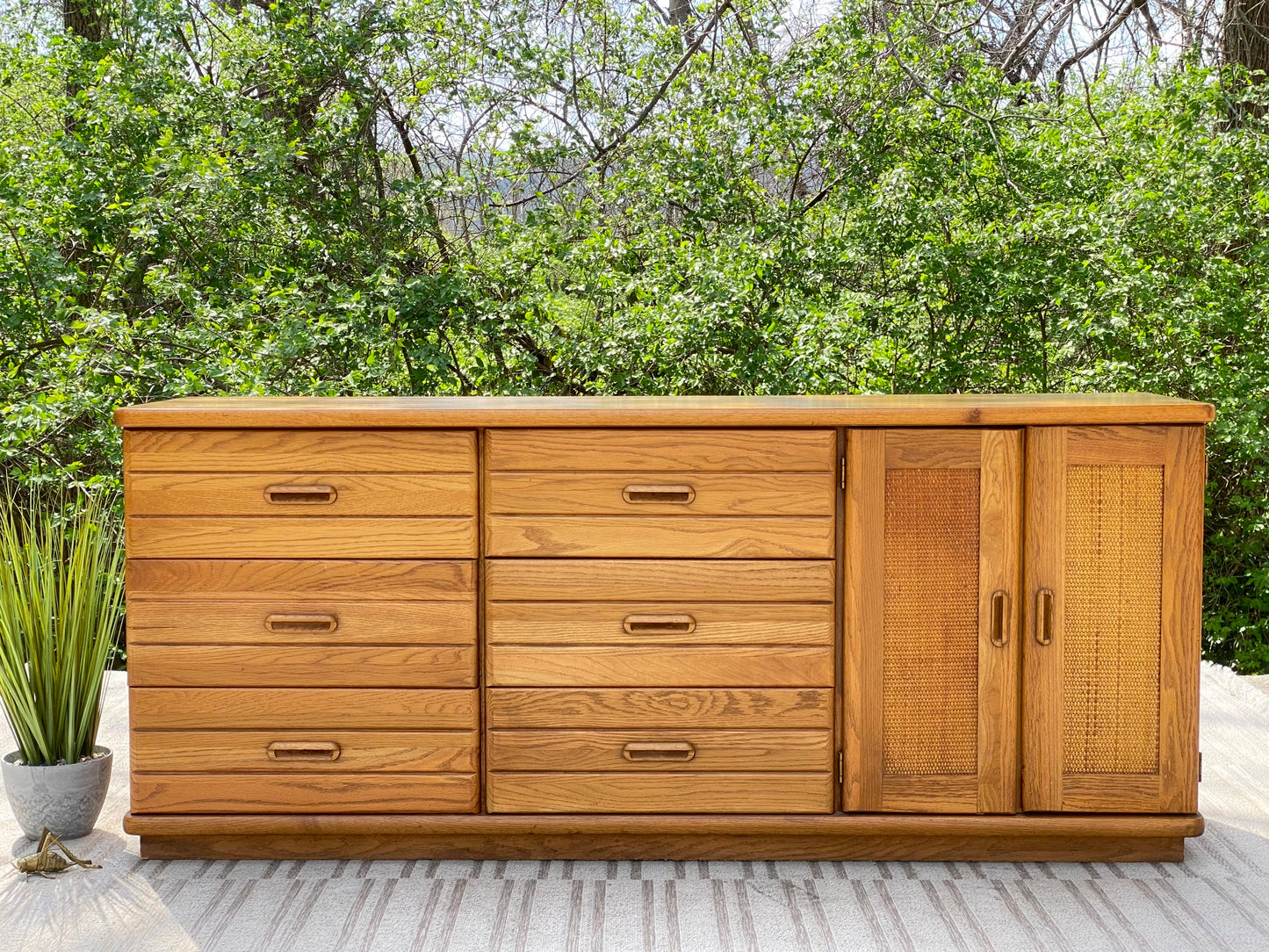 Vintage Wooden Broyhill 9 Drawer Lowboy Dresser