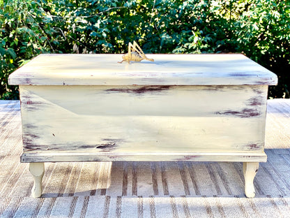 Small Vintage Painted Cedar Blanket Chest