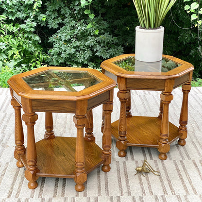 Vintage Pair of Wooden Side Tables