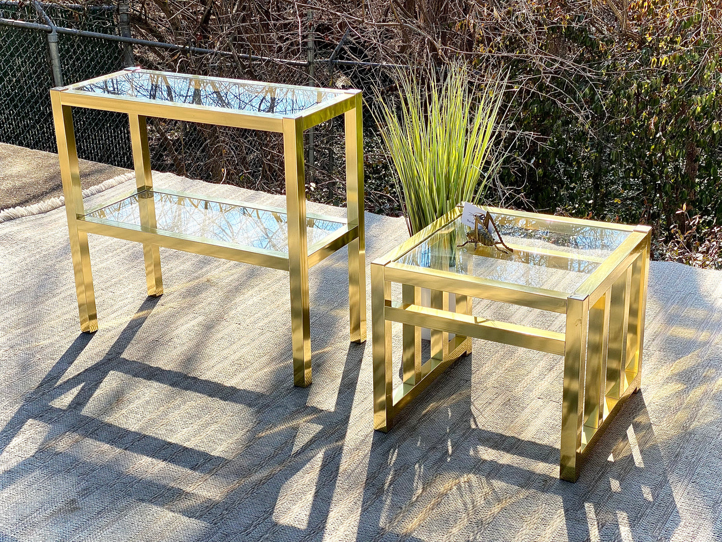 Vintage Pair of Brass MCM Side Tables