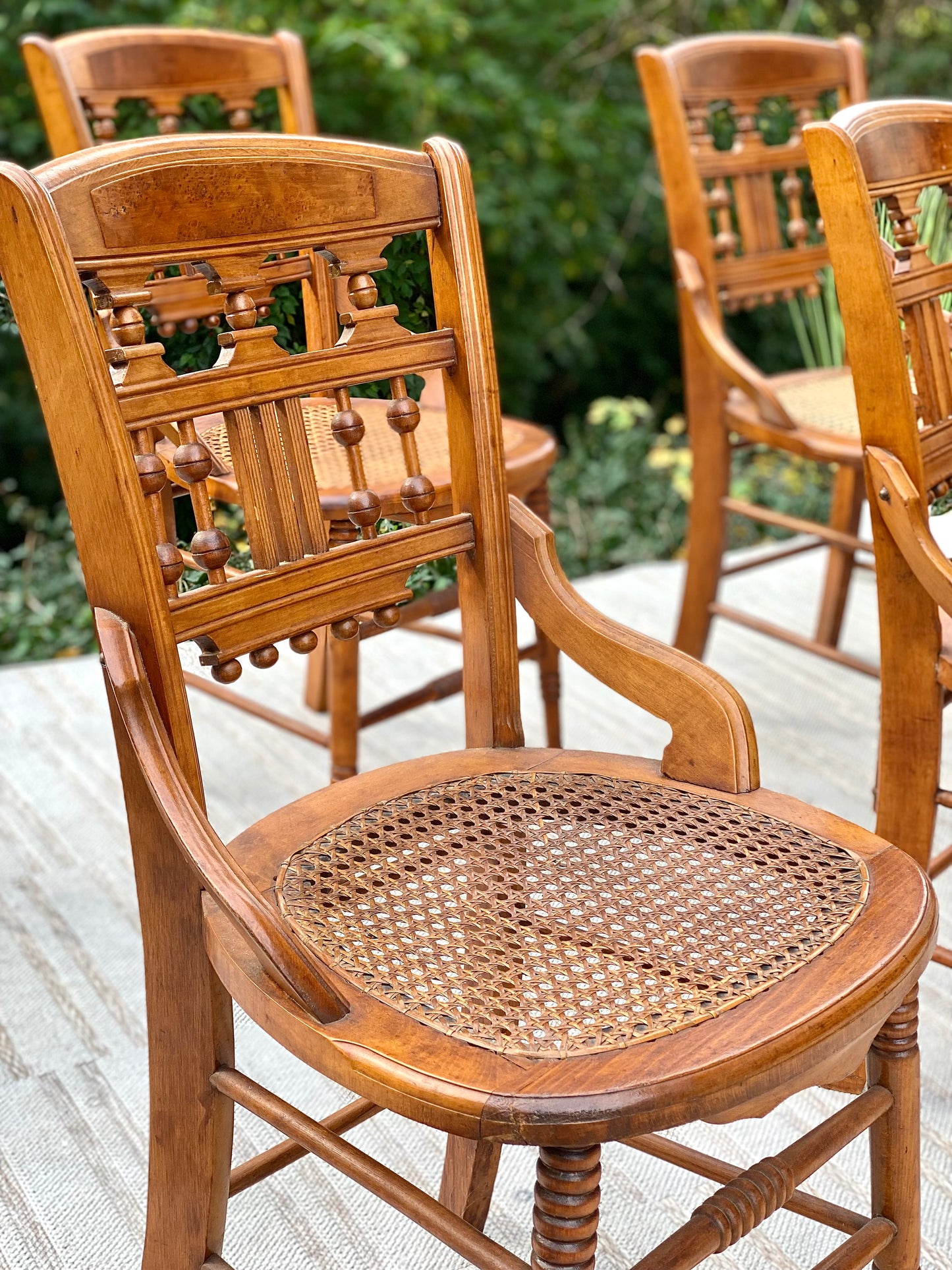 Vintage Eastlake Birds Eye Maple Chairs