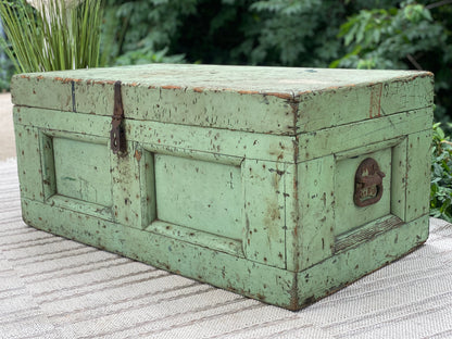 Antique Green Rustic Trunk